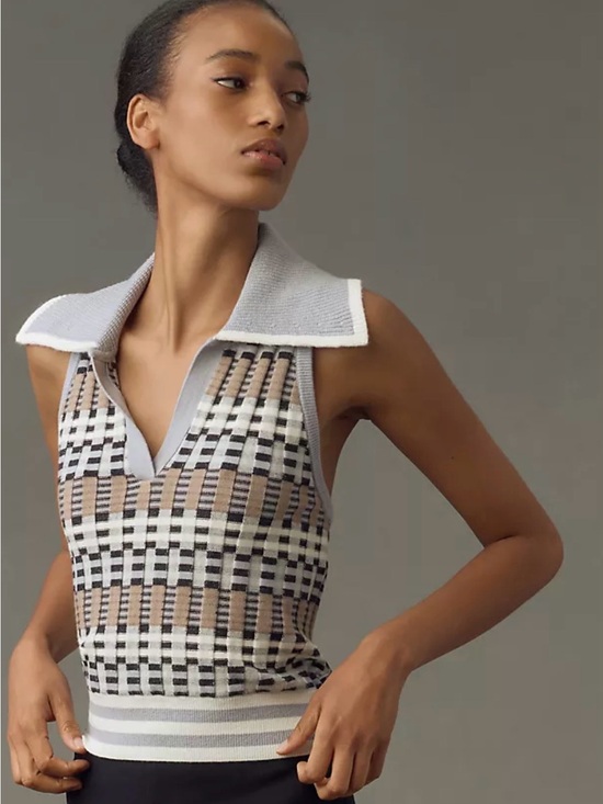 Maeve Tops - Anthropology Maeve Halter Polo Sweater Tank